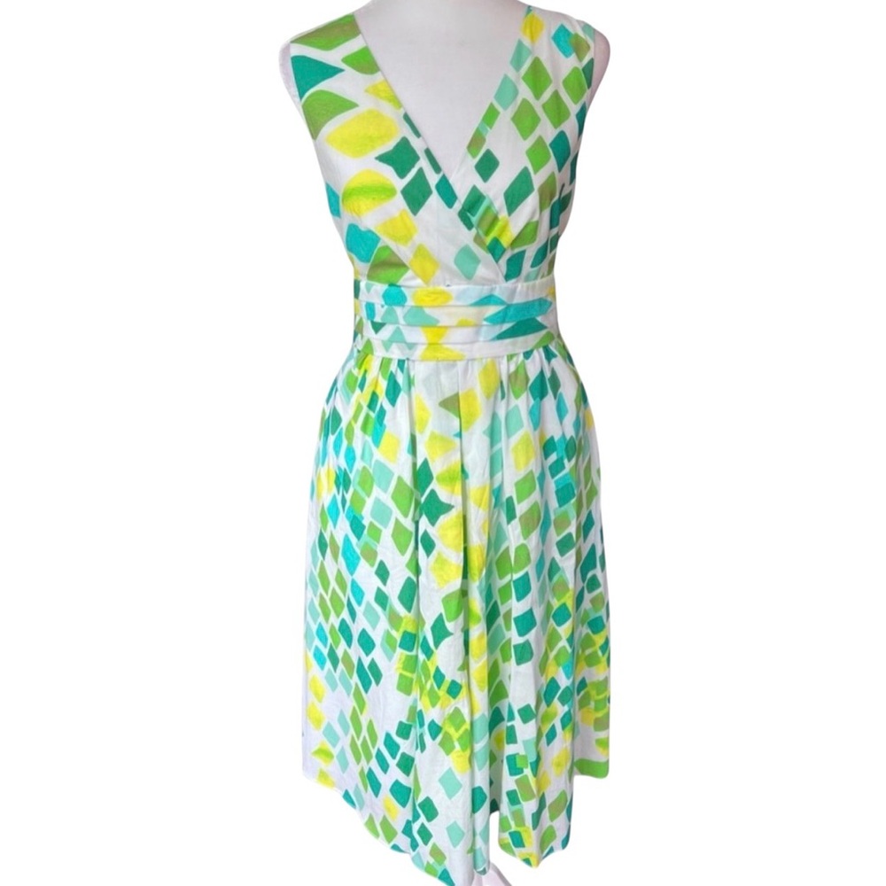Atelier E649 NEW Yellow/Green geo print dress Size 6 NWT